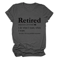 Close-up of the cotton fabric texture and dictionary style Retired print on t-shirt - S / Dark Grey (Black Font)