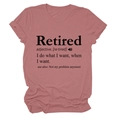 T-shirt femme rose avec col rond et impression humoristique Retired style dictionnaire - Or Rose (Police Noire)