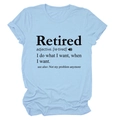 T-shirt femme bleu clair avec motif définition de la retraite et col rond décontracté - Bleu Clair (Police Noire)