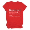 Détail de l'imprimé dictionnaire Retired blanc sur un t-shirt décontracté en coton rouge - Rouge (Police Blanche)