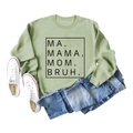 Flat lay of sage green MA MAMA MOM sweatshirt with denim jeans and canvas shoes - Olive Green (Black Font)