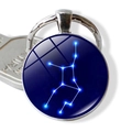 Portachiavi segno zodiacale Vergine in vetro creativo con motivo cielo stellato blu - Vergine