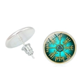 Détails de boucles d'oreilles vikings nordiques avec symboles Valknut et Vegvisir - Style Boussole Vegvisir Valknut Noir (JY002295-6)