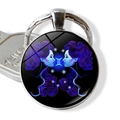 Gemini Sternzeichen Schlüsselanhänger mit lila-blauem Neon-Design auf Silberrahmen - Zwillinge Stil (JY002316-3Gemini)