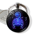 Detailaufnahme des Skorpion-Sternzeichen-Schlüsselanhängers mit Glasstein und Metallring - Skorpion Stil (JY002316-8Scorpio)