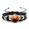 Detail van Halloween armband met glazen edelsteen met pompoen en vleermuis patroon - Oranje Zonsondergang Trick or Treat Stijl (JY002574-11)