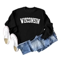 Flachbild von schwarzem Wisconsin Sweatshirt mit Jeans und weißen Sneakern - S / Schwarz (Weiße Schrift)