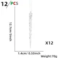 Technical drawing of 5-inch clear acrylic spiral icicle ornaments with dimensions - Set of 12 / Clear