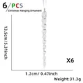 Detailmaße der 13,5 cm langen transparenten Eiszapfen-Weihnachtsanhänger im 6er-Set - Transparenter Eiszapfen-Stil