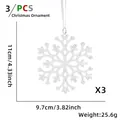 Detaillierte Maße von 3 transparenten Acryl-Schneeflockenanhängern mit Seidenaufhängung - Transparente Schneeflocke Typ A
