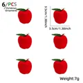 Dettaglio di 6 mele di Natale in schiuma rossa floccata con dimensioni 3,5 cm e lacci dorati - Set da 6 / Mela Rossa 3,5CM