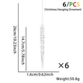 Set di 6 decorazioni natalizie a ghiacciolo in acrilico trasparente con misure dettagliate - Ciondolo a Ghiacciolo / Set da 6 / Trasparente