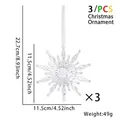 Ornamenti natalizi a fiocco di neve trasparente, set di 3 pendenti in acrilico da 11,5 cm - Ciondolo Fiocco di Neve Sole / Set di 3 / Trasparente