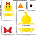 Easter yellow chick DIY felt window sticker kit with dimensions and components shown - Chick with Bow Style