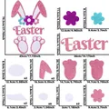Glittery purple Easter wall decal set with bunny ears and letters, 11 pieces included - Pink Easter Rabbit Style