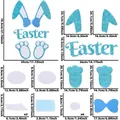 Easter Bunny DIY wall sticker set dimensions 70.5x45cm with blue glitter felt letters - Blue Easter Rabbit Style