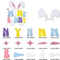 Mini Bunny Easter wall sticker set with pink glitter stars and white rabbit ears decals - MINI BUNNY Rabbit Style