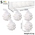 Lot de 5 boules de Noël en mousse blanche avec paillettes et rubans pour sapin - 5 Pièces / Blanc