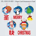 Christmas paper ornaments set featuring cartoon Santa, penguin, snowman, and reindeer - Q-Version Cartoon Style (HL-SDGJ19-005) / 5 Pcs/Set