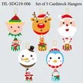 5-piece set of cartoon Christmas cardstock ornaments with Santa and reindeer characters - Elf Reindeer Style (HL-SDGJ19-006) / 5 Pcs/Set