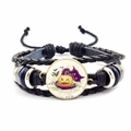 Detail of Halloween braided bracelet featuring a pumpkin motif and adjustable cords - Pumpkin Cat & Bat Style (JY002586-6)