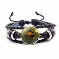 Halloween vintage bronze woven bracelet with pumpkin scarecrow glass gem pendant - Pumpkin Scarecrow Style (JY002586-11)