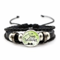 Detalle de la pulsera de Halloween multicapa con colgante de cristal y diseño de murciélagos - Estilo de Murciélago de Calabaza Happy Halloween (JY002572-4)