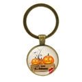 Λεπτομέρεια από μπρελόκ κολοκύθας Halloween με μπρούτζινο μέταλλο και μενταγιόν - Στυλ Κολοκύθα Νεκρό Δέντρο Ιστός Αράχνης (JY002553-2)