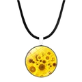 Détail du pendentif en verre tournesol avec base argentée et cordon en cuir - Style Tournesol 16(JY002901-16)
