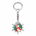 Detail of Christmas snowflake keychain with cartoon snowman and holiday wishes text - Warm Holiday Wishes Snowman Style (JY002906-7)