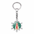 Detail of snowflake metal keychain featuring a cute snowman charm with red scarf - Snowman with Hat Style (JY002906-9)
