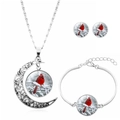 Set gioielli da donna con collana bracciale e orecchini a tema uccello cardinale - Stile Scena Innevata con Cardinale (JY003049-1)