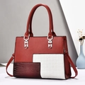 Luxe dameshandtas van PU-leer met een stijlvol rood en wit driekleurig patchwork-ontwerp - Bordeauxrood
