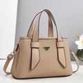 Detail of contrast stitch tote with woven texture, golden hardware and adjustable strap - Apricot