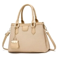 Stijlvolle geweven handtas in beige met verstelbare riem en mini-decoratieve tas - Lichtbeige