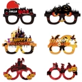 Set of six colorful Halloween paper glasses featuring pumpkins, bats, and ghosts - One Size / Style C / Set of 6