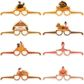 Set di 8 occhiali di carta per Thanksgiving con motivi di tacchino, zucca e foglie di acero - Taglia unica / Stile a Tema Ringraziamento