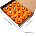 Set de 12 velas LED de calabaza naranja en caja de regalo negra decorada - Farolillos De Calabaza De Halloween (12 Farolillos Por Caja)
