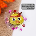 Glittery turkey hair clip for girls with stars and tulle, size 3.54x3.15 inches - Turkey Head Style A