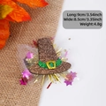 Brown sequin pilgrim hat hair clip with mesh and gold details for Thanksgiving party - Brown Top Hat Style