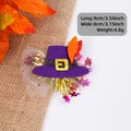 Purple witch hat hair clip with gold glitter buckle and red feathers for Halloween - Purple Top Hat