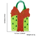 Green felt Christmas gift bag with a red glitter bow and cutout tree design, 23cm height - Christmas Tote Bag / Gift Box Pattern