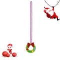 Kids purple bead necklace with green felt Christmas wreath and red glitter bow pendant - Christmas Wreath