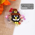 Handmade turkey hair clip with brown pilgrim hat and white tulle for Thanksgiving - Chick Top Hat Style