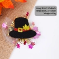 Thanksgiving turkey top hat hair clip with glitter maple leaf and white mesh tulle - Black Top Hat Style