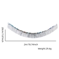 Dettaglio della ghirlanda a frange argento da 2m con misure di altezza e lunghezza indicate - Argento Laser (20CM*200CM)
