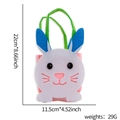 Easter felt gift bag featuring a cartoon rabbit design with dimensions and weight info - White Rabbit Style