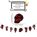 Halloween Banner mit blutigen Totenköpfen und 8 Girlandenteilen für Gruselparty Deko - Roter Skelett Blut Handabdruck (8 Stck)