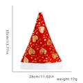 Detailansicht der roten Plüsch-Weihnachtsmütze mit goldener Stickerei und Maßangaben - Heart Print Style