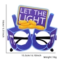 Purple Hanukkah glasses with dreidel and LET THE LIGHT text decoration, size 15.5x14cm - One Size / Gold Coin Dreidel Style